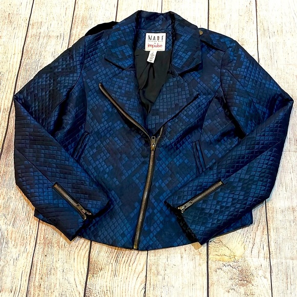 Impulse MADE Fashion Week for Impulse Moto jacket Navy Iridescent Size S - Picture 3 of 12
